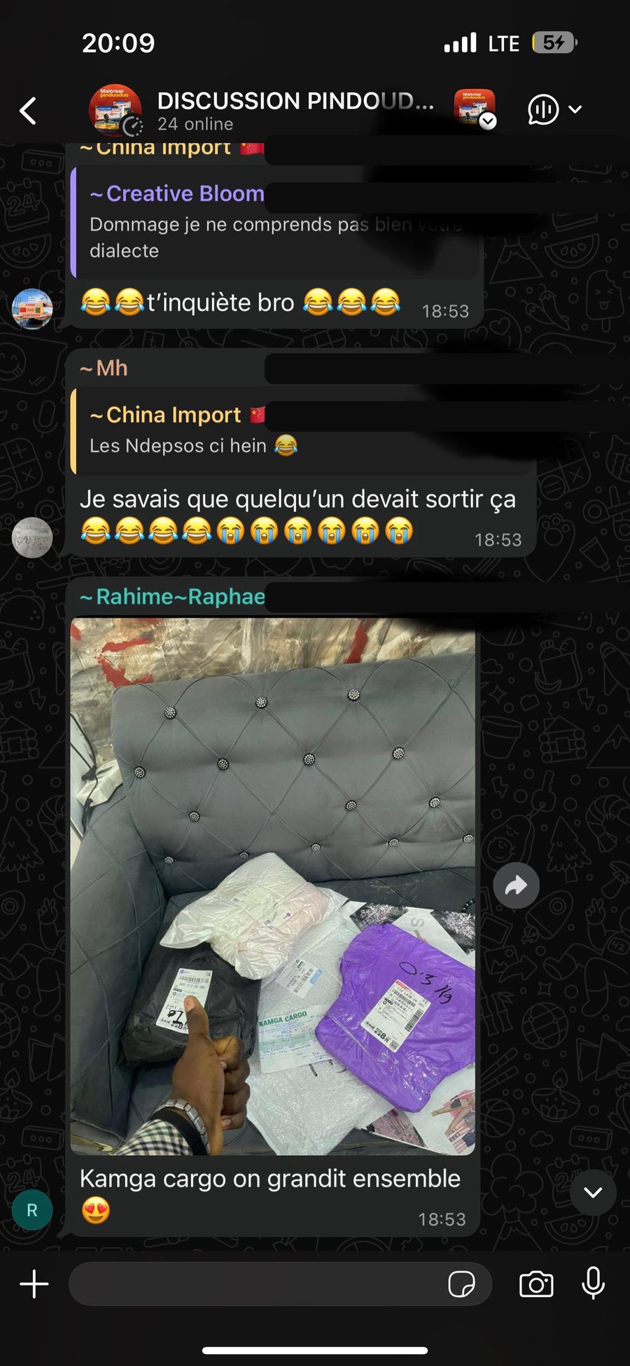 Colis groupés reçus
